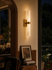 Marcellus Luxury Alabaster Tube Wall Light Modern Architectural Wall Sconce for Bedside Vanity Area